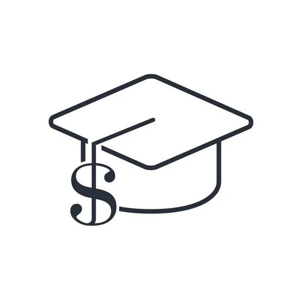 Sombrero Universitario Signo Dólar Impulsar Educación Financiera Cursos Educación Consultas — Archivo Imágenes Vectoriales