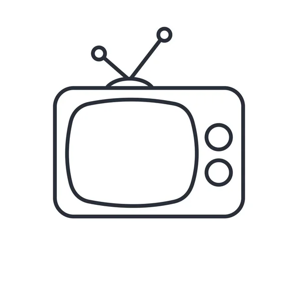 电视符号 白色背景上孤立的矢量线性图标 — 图库矢量图片