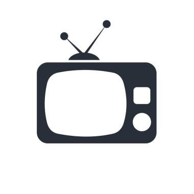 Televizyon sembolü. Beyaz arkaplanda vektör simgesi izole edildi.