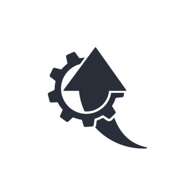 Vites ve ok yukarı bakıyor. Büyüme süreci. Beyaz arkaplanda vektör simgesi izole edildi.