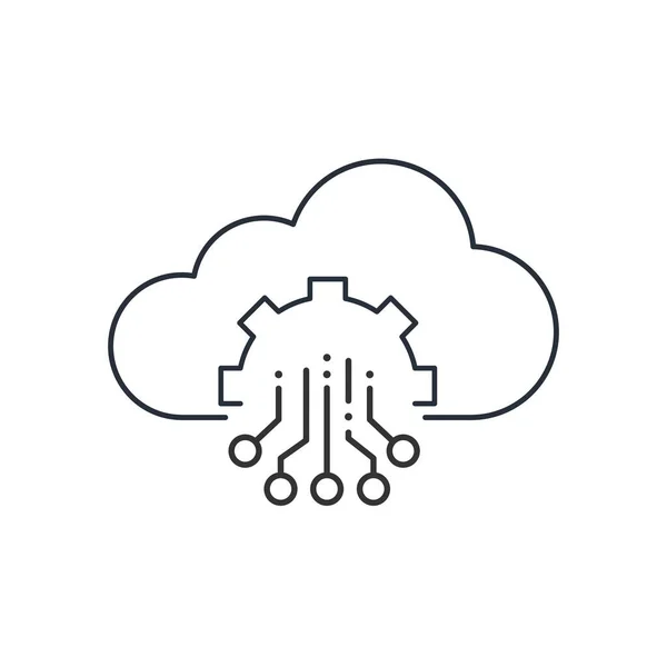 Nuvem Com Conectividade Eletrônica Recursos Informação Ícone Linear Vetorial Isolado —  Vetores de Stock