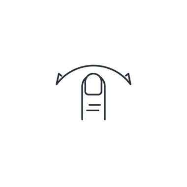 Parmak ve ok geçişi. Kontrol ileri, geri. Beyaz arkaplanda izole edilmiş vektör doğrusal simgesi.