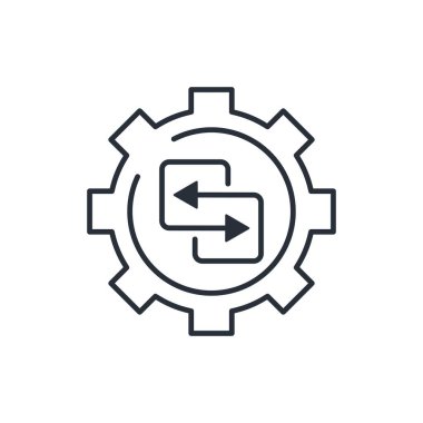 Veri iletim teknolojisi. Bilgi alışverişi. Beyaz arkaplanda izole edilmiş vektör doğrusal simgesi.