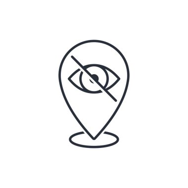 Göz ve konum işareti yok. Beyaz arkaplanda izole edilmiş vektör doğrusal simgesi.