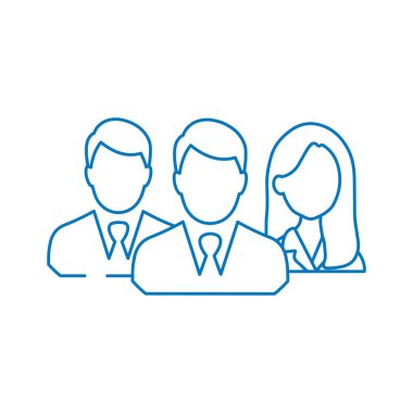 Bir grup profesyonel. Uzman rehberi. Beyaz arkaplanda izole edilmiş vektör doğrusal simgesi.