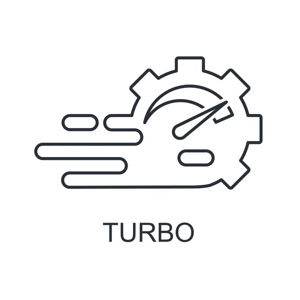 Εξοπλισμός Και Επιταχυντής Λειτουργία Turbo Γραμμικό Εικονίδιο Διανύσματος Απομονωμένο Λευκό — Διανυσματικό Αρχείο