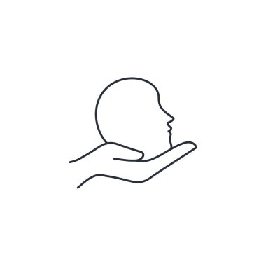 Kafa kafaya. Unutulmuş kafa. Beyaz arkaplanda izole edilmiş vektör doğrusal simgesi.