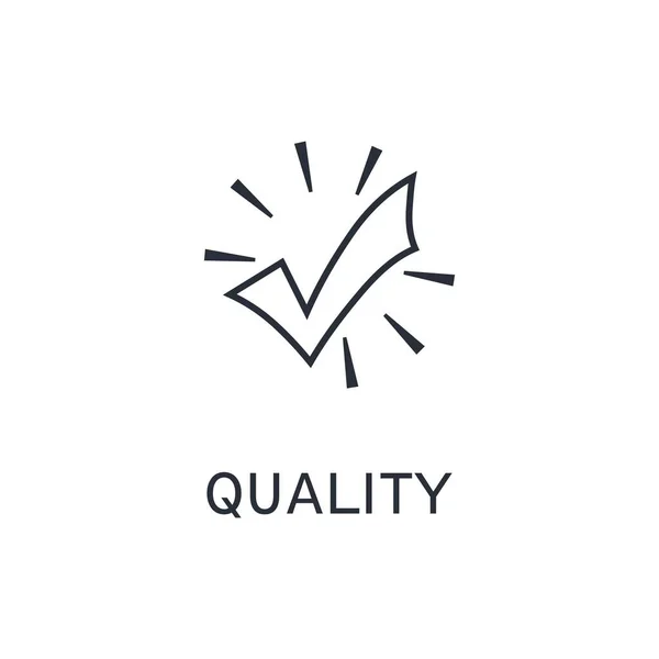 Kontrollera Markeringen Strålarna Kvalitetsmärke Vektor Linjär Ikon Isolerad Vit Bakgrund — Stock vektor