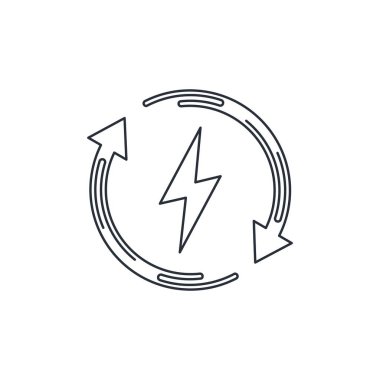 Yenilenmiş enerji. Gücünü tazele, gücünü tazele. Beyaz arkaplanda izole edilmiş vektör doğrusal simgesi.