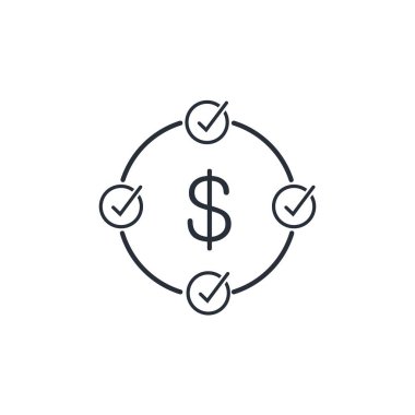 Finansal hizmetler karmaşası. Beyaz arkaplanda izole edilmiş vektör doğrusal simgesi.