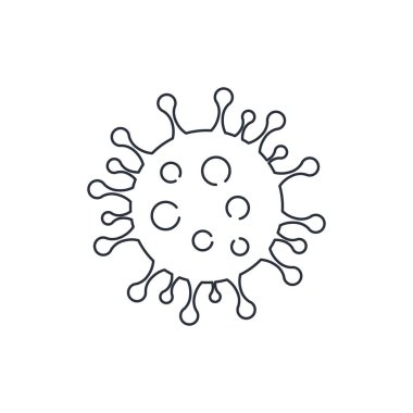 Coronavirus enfeksiyonu bakterisi. Beyaz arkaplanda izole edilmiş vektör doğrusal simgesi.