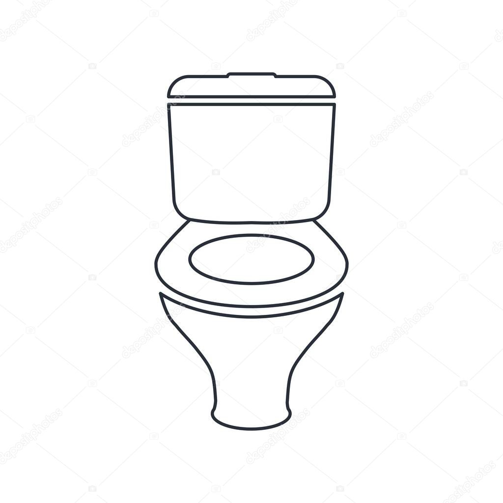 Toilet bowl. Vector linear icon isolated on white background.