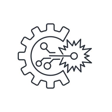 Elektronik lazer makinesi. Beyaz arkaplanda izole edilmiş vektör doğrusal simgesi.
