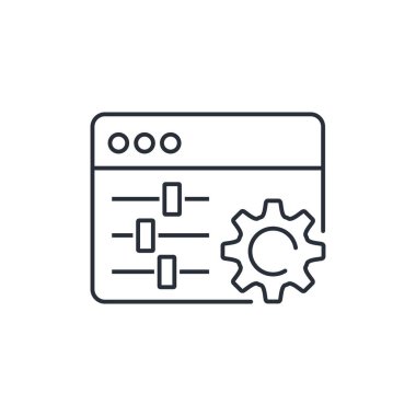 Web sitesinin parametrelerini yapılandırıyorum. Beyaz arkaplanda izole edilmiş vektör doğrusal simgesi.