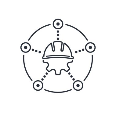 Mühendis veri entegrasyonu teknoloji geliştirme yazılımı. Beyaz arkaplanda izole edilmiş vektör doğrusal simgesi.