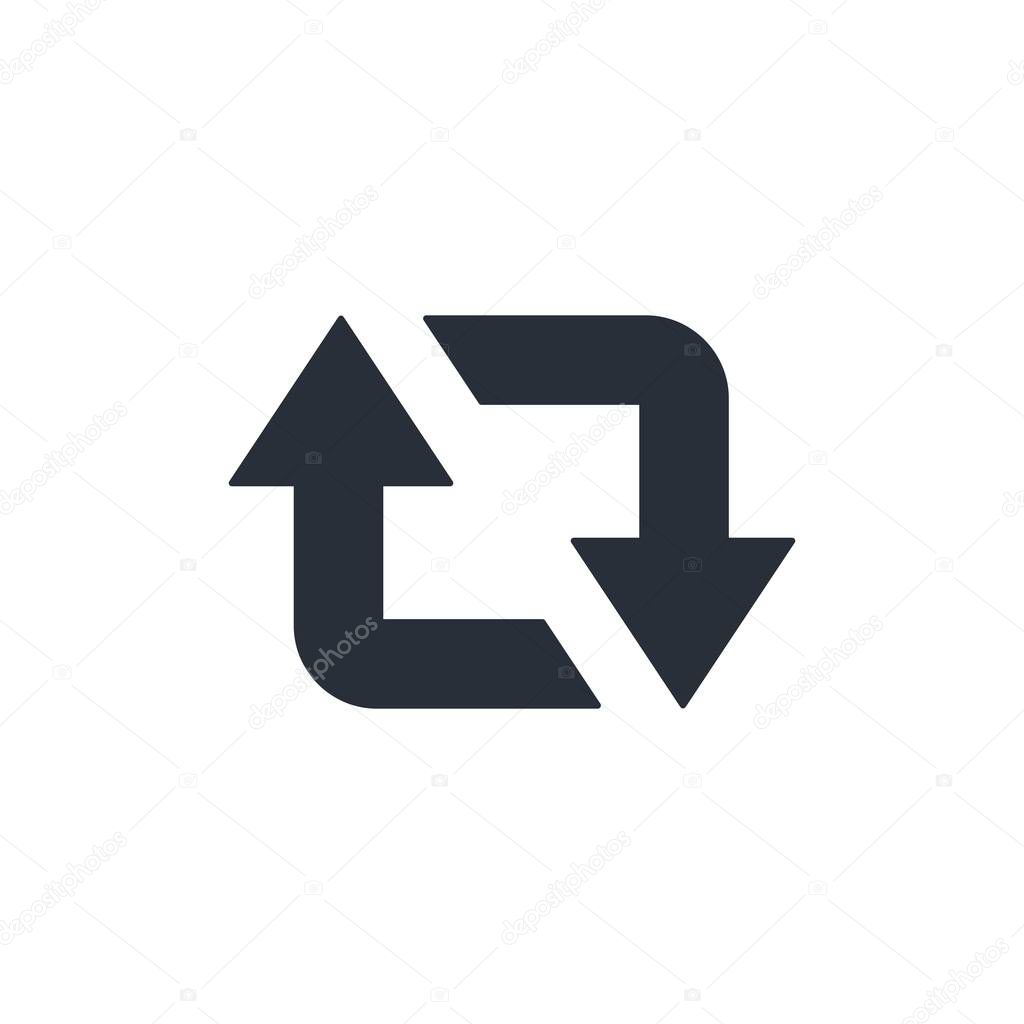Retweet arrows symbol. Vector icon isolated on white background.
