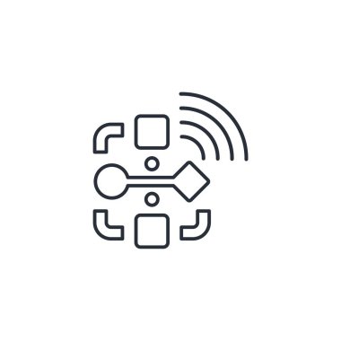 Electronic equipment, a processor with the function of remote connection, control. Vector linear icon isolated on white background.