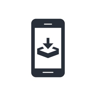Smartphone download process. Vector icon isolated on white background.