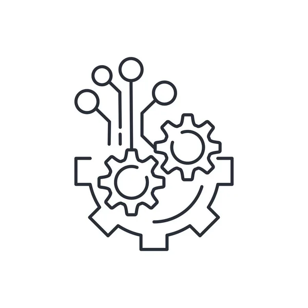 Electronic support of technological processes. Innovative automatic complex monitoring and control systems. Vector linear icon isolated on white background.