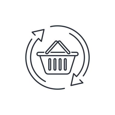 Tüketicinin ihtiyacı olan değişiklikler. Mal güncellemesi. Beyaz arkaplanda izole edilmiş vektör doğrusal simgesi.