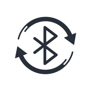 Bluetooth modu. Değişim süreci, bilgi aktarımı. Beyaz arkaplanda izole edilmiş vektör doğrusal simgesi.