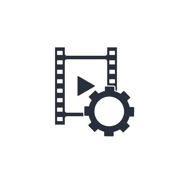 Videobearbeitung Produktion Ein Videoprojekt Vektor Symbol Isoliert Auf Weißem Hintergrund — Stockvektor