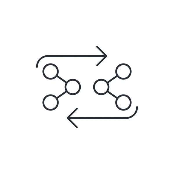 Partager Échanger Des Informations Sur Les Réseaux Icône Vectorielle Linéaire — Image vectorielle