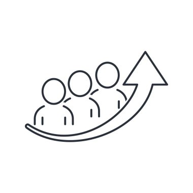 Takım çalışmasını geliştiriyorum. Beyaz arkaplanda izole edilmiş vektör doğrusal simgesi.