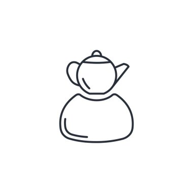 Su ısıtıcısı gibi kafası olan bir adam. Beyaz arkaplanda izole edilmiş vektör doğrusal simgesi.