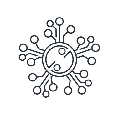 Elektronik çiçek. Dijital mühendislik. Teknik mükemmellik. Beyaz arkaplanda izole edilmiş vektör doğrusal simgesi.