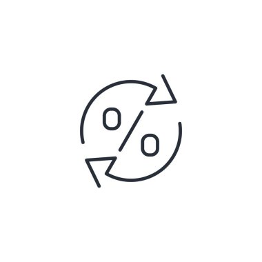 Yüzen, değişen yüzdeler. Beyaz arkaplanda izole edilmiş vektör doğrusal simgesi.