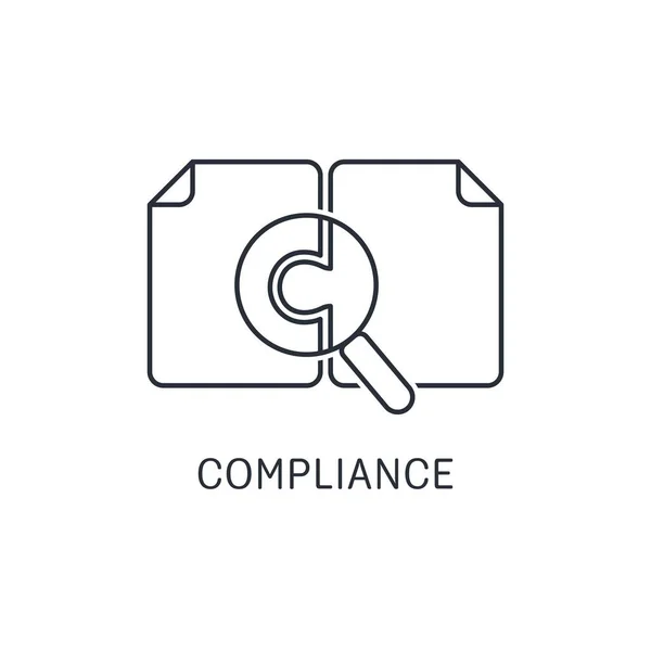 Compliance Norms Documents Office Work Vector Linear Icon Isolated White — Stock Vector