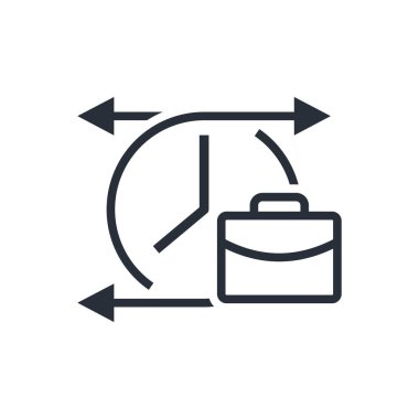 Esnek çalışma programı. Zamanınızı ayarlayın. Beyaz arkaplanda izole edilmiş vektör doğrusal çizim.