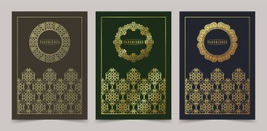 Dekoratif altın süs çerçeveli zarif bir arkaplan tebrik kartı şablonu tasarımı