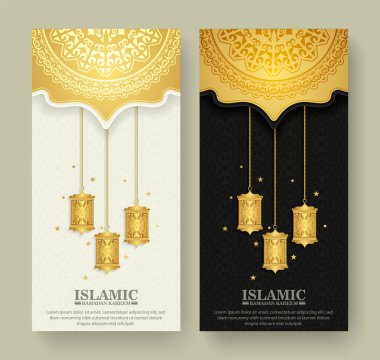 Lüks İslami Ramazan Kareem dikey tebrik kartı