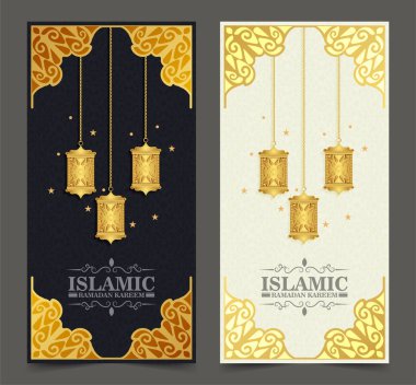 Lüks İslami Ramazan Kareem dikey tebrik kartı