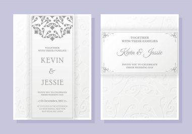 Lüks beyaz düğün davetiyesi