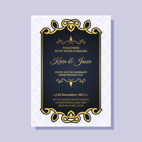 Invitation Mariage Style Classique Avec Motif Blanc — Image vectorielle