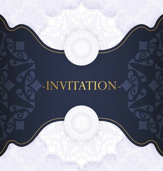 Elegant Blue Mandala Style Invitation — Stock Vector