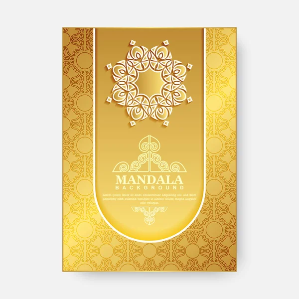 Gold Mandala Grußkarte Mit Elegantem Texturmuster — Stockvektor