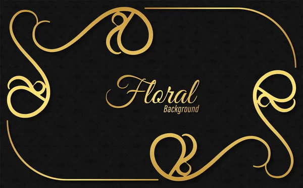 Fundo Floral Design Banner Dourado — Vetor de Stock