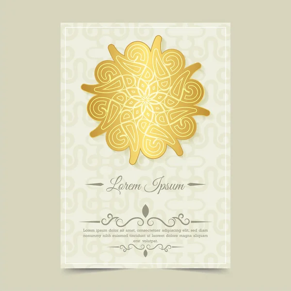 Luxus Gold Grußkarte Mandala Stil — Stockvektor