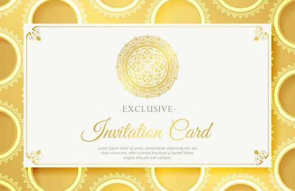 Mandala Estilo Luxo Cartão Convite Branco — Vetor de Stock