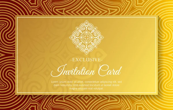 Tarjeta Invitación Oro Lujo Estilo Mandala — Archivo Imágenes Vectoriales