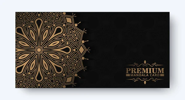 Tarjeta Decorativa Mandala Lujo Color Oro — Vector de stock