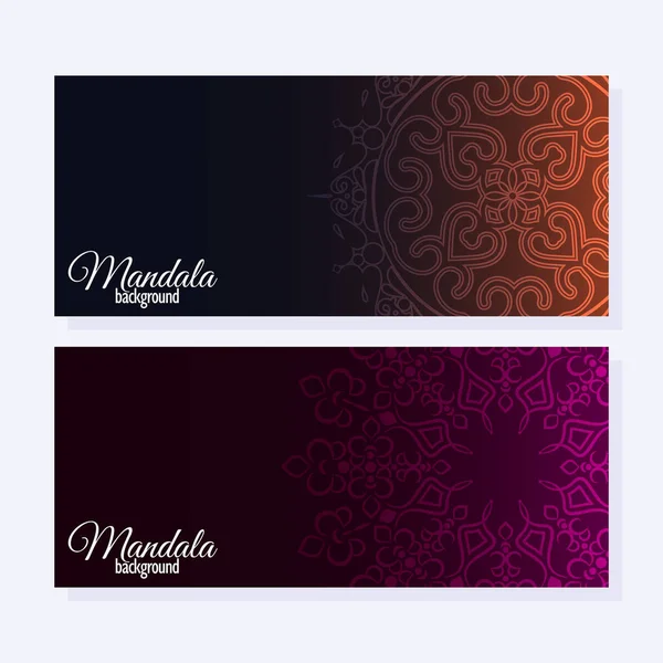 Elegancki Gradientowy Baner Mandala Kolor — Wektor stockowy