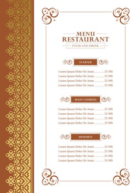 Klasik Tarzlı Zarif Dekoratif Menü Kartı Tasarım Şablonu