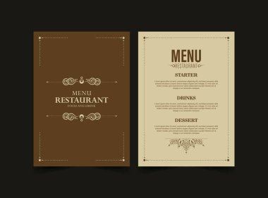 Dekoratif Elementler ve Gıda Seçenekleri ile Zarif Vintage Restoran Menüsü Tasarımı