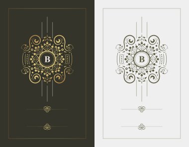 Zarif Vintage Harf B Logo Süsleme Tasarım Şablonu
