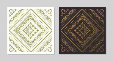 İki Renk Değişikliğinde Detaylı Elmas Şekli Çizim Tasarımı